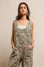 BiBi leopard print adjustable strap U neck jumpsuit in animal print