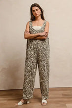 BiBi leopard print adjustable strap U neck jumpsuit, animal print