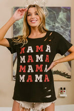 BiBi MAMA graphic distressed short sleeve t-shirt in black