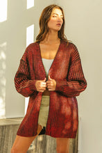 BiBi open sweater cardigan in cozy oversized red black knit with ribbed hem