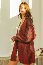 BiBi Metallic Knit V-neck open sweater cardigan in red-brown gradient