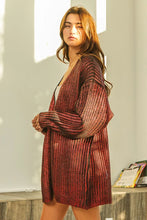 BiBi Metallic Knit V-neck open sweater cardigan in red gradient knit