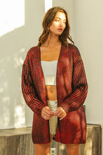 Cozy red BiBi metallic knit V-neck open sweater cardigan