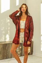 BiBi Metallic Knit V-neck open sweater cardigan in shimmering red gold gradient knit