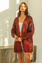 BiBi Metallic open sweater cardigan in maroon black gradient knit