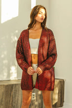BiBi deep red textured open sweater cardigan with ribbed hem