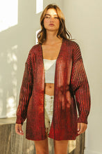 BiBi metallic knit open sweater cardigan in textured red gradient