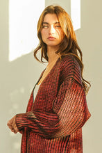BiBi Metallic Knit V-neck open sweater cardigan in red gradient
