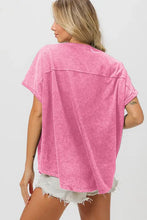 Pink oversized acid wash Bibi sequin baseball short sleeve t-shirt