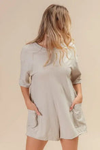 BiBi short sleeve vintage wash tunic dress with back open detail