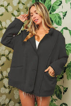 BiBi Single-Breasted Washed Fleece Jacket Black Charcoal Woman Outerwear