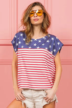 Bibi Star Stripe Combo American Flag Womens Top NAVY STAR RED STRIPE