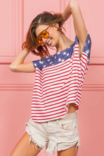 Bibi Star Stripe Combo American Flag Womens Top