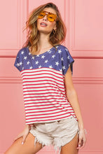Bibi Star Stripe Combo American Flag Womens Top