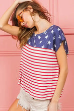 Bibi Star Stripe Combo American Flag Womens Top Woman T Shirts