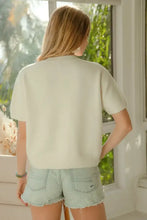 BiBi Teddy Bear With Bow Patched Sweater Button Down Top Cardigans