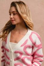 BiBi textured heart buttoned V-neck knit cardigan