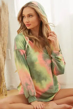 Bi bi tie dye terry hoodie in pastel green and pink with relaxed fit and twill tape drawstring detail