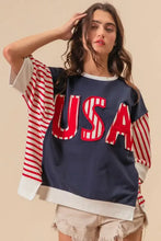 BiBi USA letter patchwork contrast short sleeve graphic tee