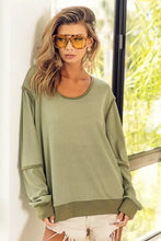BiBi Waffle Knit Contrast Trim Long Sleeve T-Shirt Woman T Shirts