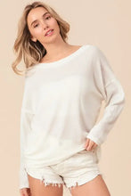 Bibi waffled backless drawstring top with white oversized sweatshirt