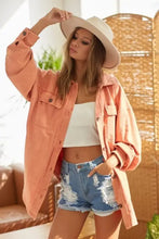 BiBi Washed Button Up Shacket with Chest Pockets Pumpkin Woman Outerwear