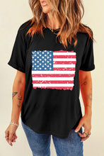 Black American Flag Graphic T-Shirt for Women Black