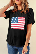 Black American Flag Graphic T-Shirt for Women