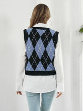 Black and Blue Argyle Sweater Vest with Skull and Crossbones Design