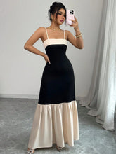 Black and Cream Sleeveless Tiered Maxi Dress