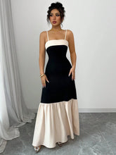 Black and Cream Sleeveless Tiered Maxi Dress