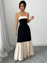 Black and Cream Sleeveless Tiered Maxi Dress