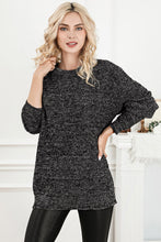 Black and Gray Knit Sweater Long Sleeve Pullover for Women
