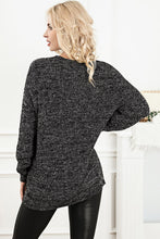 Black and Gray Knit Sweater Long Sleeve Pullover for Women