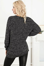 Black and Gray Knit Sweater Long Sleeve Pullover for Women Sweater Pullovers