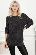 Black and Gray Knit Sweater Long Sleeve Pullover for Women Black Sweater Pullovers