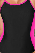 Black and Pink One-Piece Swimsuit with Removable Padding