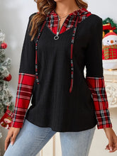 Black and Red Plaid Hooded Sweatshirt for Women