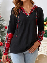 Black and Red Plaid Hooded Sweatshirt for Women