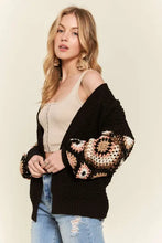 Black crochet cardigan with floral color sleeve crochet by Free People