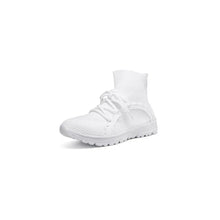 Black and White Knit High-Top Sock Sneakers for Women White