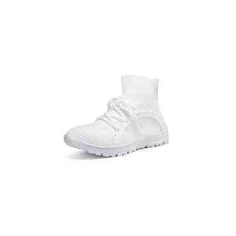 Black and White Knit High-Top Sock Sneakers for Women White