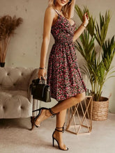 Black and White Leaf Print Tropical Sundress Casual Dresses