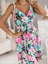 Black and White Leaf Print Tropical Sundress Casual Dresses