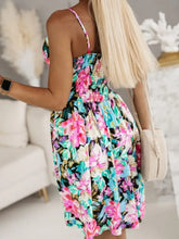 Black and White Leaf Print Tropical Sundress Casual Dresses