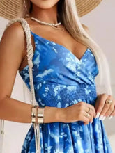 Black and White Leaf Print Tropical Sundress Casual Dresses