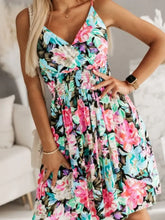 Black and White Leaf Print Tropical Sundress Casual Dresses