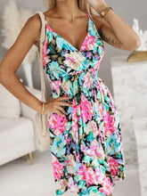 Black and White Leaf Print Tropical Sundress Pink Green Flower Casual Dresses