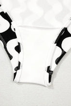 Black and White Patterned One-Piece Swimsuit Swimwear