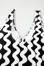 Black and White Patterned One-Piece Swimsuit Swimwear